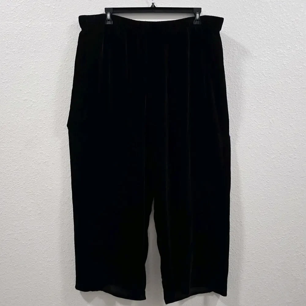 Eileen Fisher Velvet Pants Womens Plus Size XXL Black Wide Leg Silk New Whit Tag - Picture 16 of 16